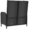 Justerbar trädgårdsbänk med dynor 107 cm konstrotting svart vidaXL – miniatyr 5