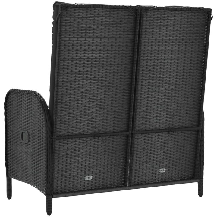 Justerbar trädgårdsbänk med dynor 107 cm konstrotting svart vidaXL – bild 5