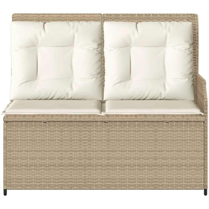 Justerbar trädgårdsbänk med dynor beige konstrotting vidaXL – bild 4