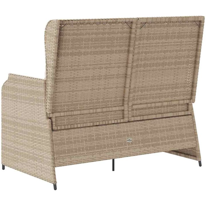 Justerbar trädgårdsbänk med dynor beige konstrotting vidaXL – bild 6