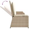 Justerbar trädgårdsbänk med dynor beige konstrotting vidaXL – miniatyr 7
