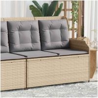 Justerbar trädgårdsbänk med dynor beige konstrotting vidaXL