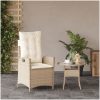 Justerbar trädgårdsstol med dynor beige konstrotting vidaXL – miniatyr 3