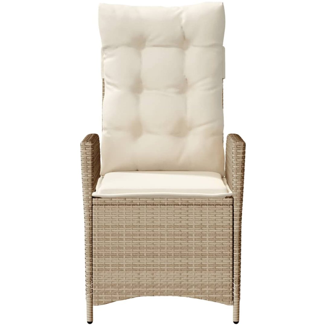 Justerbar trädgårdsstol med dynor beige konstrotting vidaXL – bild 4