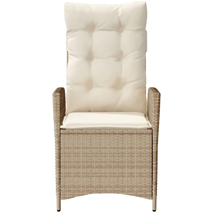 Justerbar trädgårdsstol med dynor beige konstrotting vidaXL – bild 4