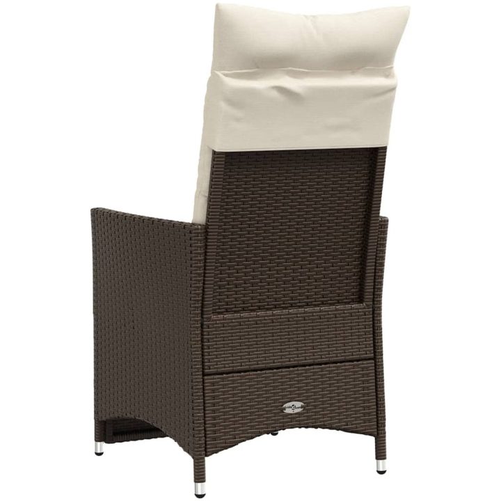 Justerbar trädgårdsstol med dynor brun konstrotting vidaXL – bild 6