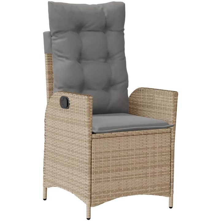 Justerbar trädgårdsstol med dynor mixbeige konstrotting vidaXL – bild 2