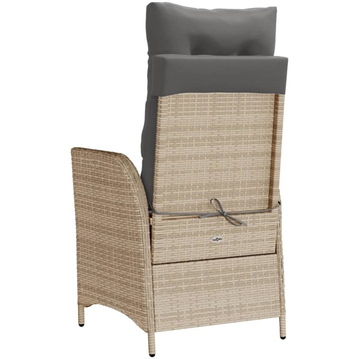 Justerbar trädgårdsstol med dynor mixbeige konstrotting vidaXL – bild 6