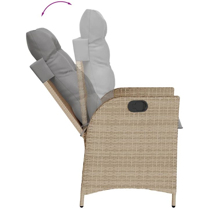 Justerbar trädgårdsstol med dynor mixbeige konstrotting vidaXL – bild 7