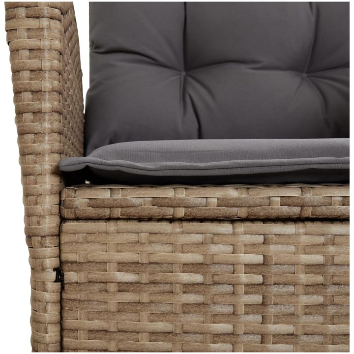 Justerbar trädgårdsstol med dynor mixbeige konstrotting vidaXL – bild 9