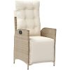 Justerbar trädgårdsstol med fotstöd beige konstrotting vidaXL – miniatyr 2