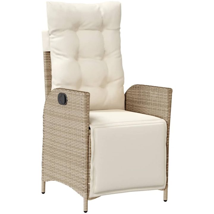 Justerbar trädgårdsstol med fotstöd beige konstrotting vidaXL – bild 2