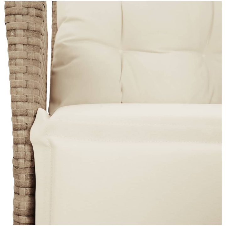 Justerbar trädgårdsstol med fotstöd beige konstrotting vidaXL – bild 9