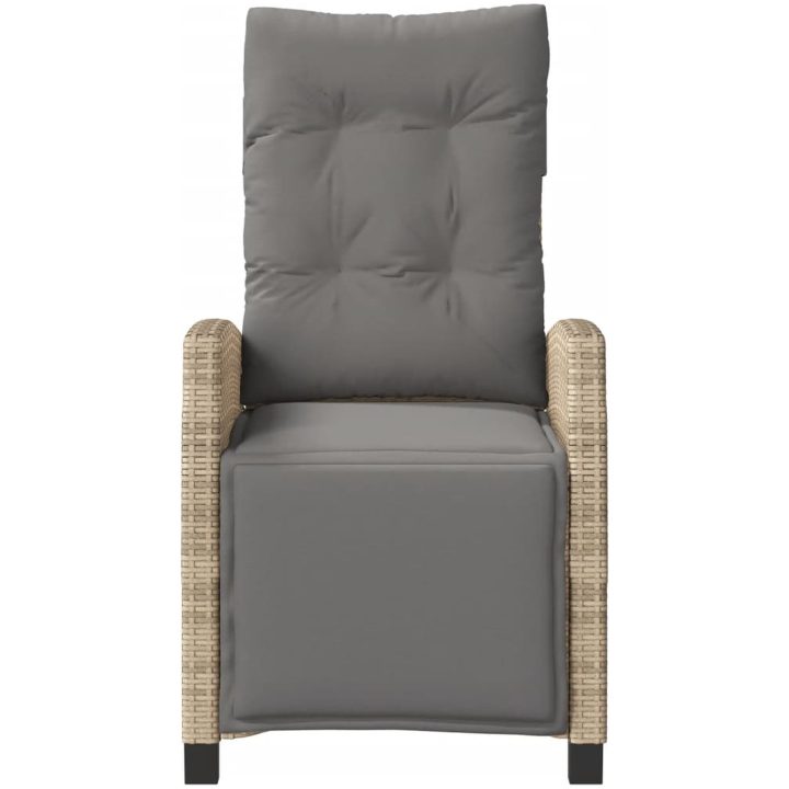 Justerbar trädgårdsstol med fotstöd mixbeige konstrotting vidaXL – bild 4