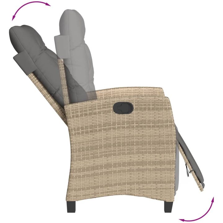 Justerbar trädgårdsstol med fotstöd mixbeige konstrotting vidaXL – bild 7