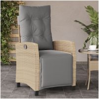 Justerbar trädgårdsstol med fotstöd mixbeige konstrotting vidaXL