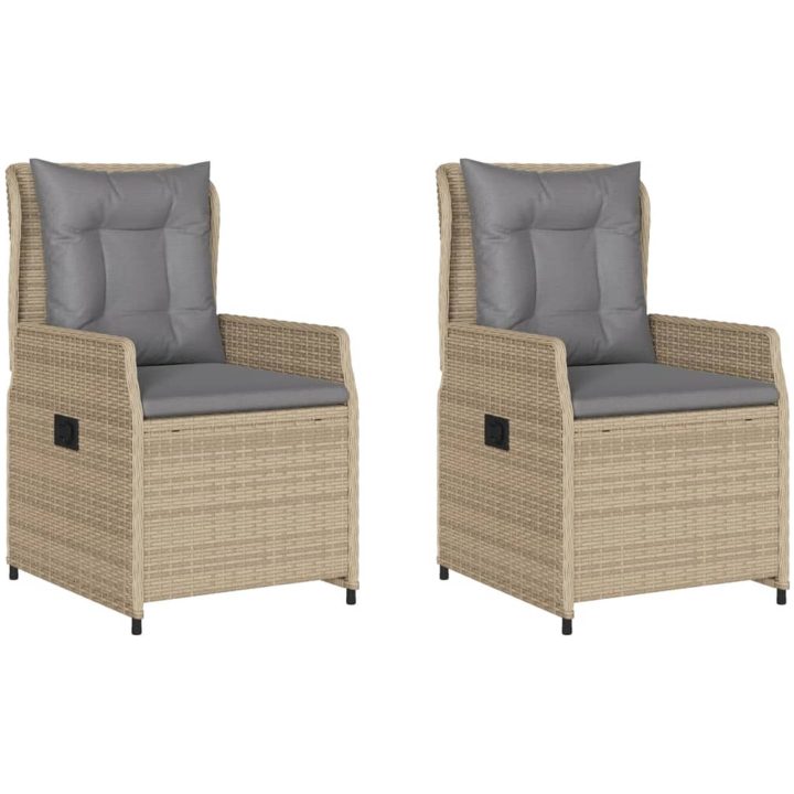 Justerbara trädgårdsstolar 2 st beige konstrotting vidaXL – bild 2