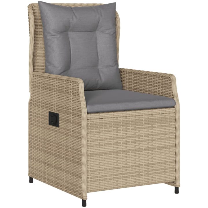 Justerbara trädgårdsstolar 2 st beige konstrotting vidaXL – bild 4