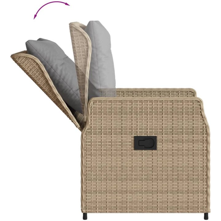 Justerbara trädgårdsstolar 2 st beige konstrotting vidaXL – bild 8