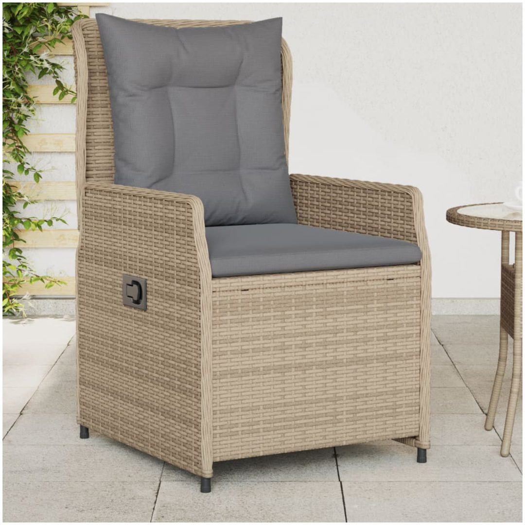 Justerbara trädgårdsstolar 2 st beige konstrotting vidaXL