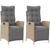 Justerbara trädgårdsstolar 2 st fotstöd mixbeige konstrotting vidaXL – miniatyr 2