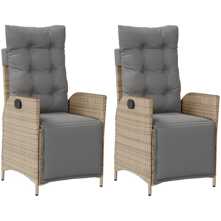 Justerbara trädgårdsstolar 2 st fotstöd mixbeige konstrotting vidaXL – bild 2