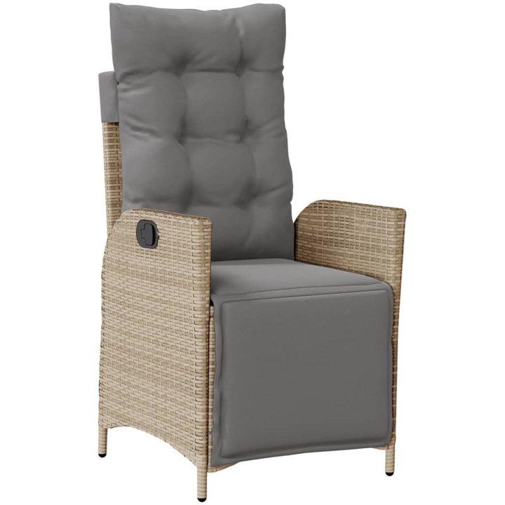 Justerbara trädgårdsstolar 2 st fotstöd mixbeige konstrotting vidaXL – bild 4