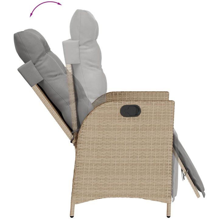 Justerbara trädgårdsstolar 2 st fotstöd mixbeige konstrotting vidaXL – bild 8