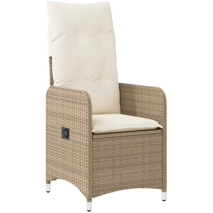Justerbara trädgårdsstolar 2 st med bord beige konstrotting vidaXL – bild 4