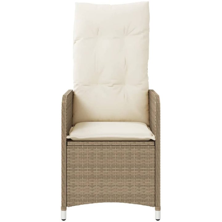 Justerbara trädgårdsstolar 2 st med bord beige konstrotting vidaXL – bild 5