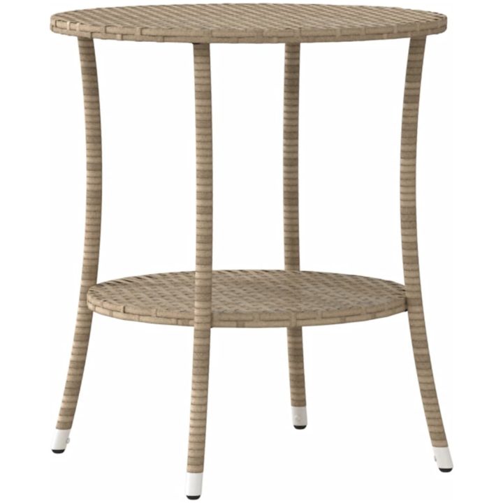 Justerbara trädgårdsstolar 2 st med bord beige konstrotting vidaXL – bild 6