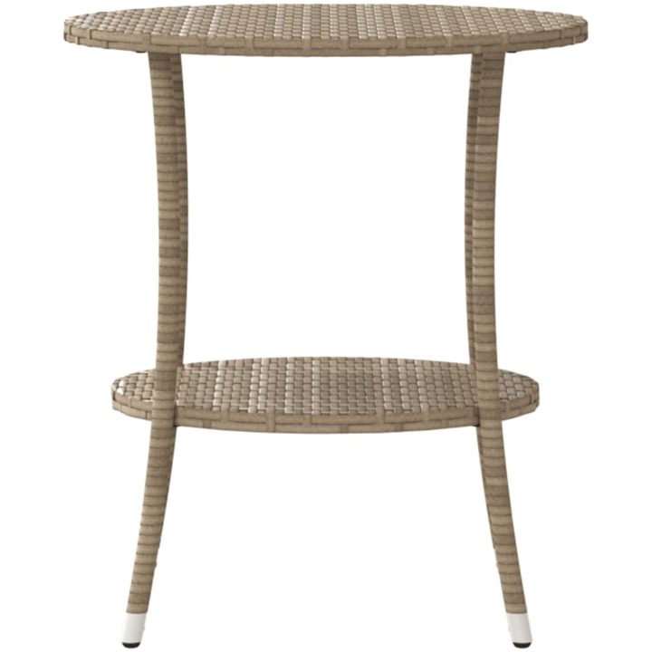 Justerbara trädgårdsstolar 2 st med bord beige konstrotting vidaXL – bild 7