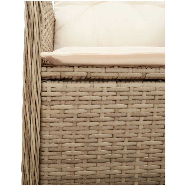 Justerbara trädgårdsstolar 2 st med bord beige konstrotting vidaXL – bild 9