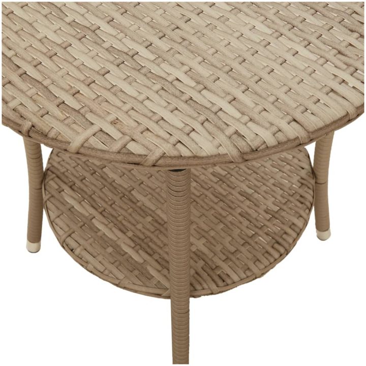 Justerbara trädgårdsstolar 2 st med bord beige konstrotting vidaXL – bild 10
