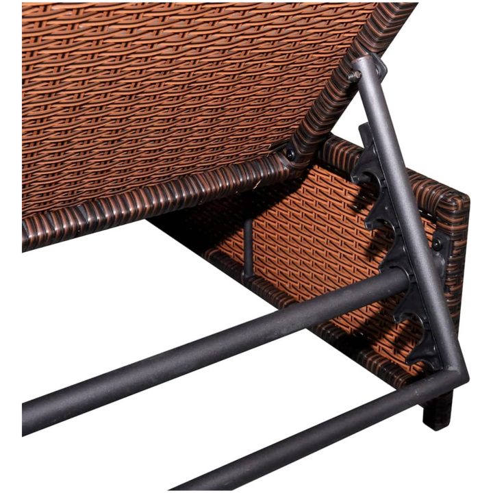 Justerbara trädgårdsstolar 2 st med bord brun konstrotting vidaXL – bild 5
