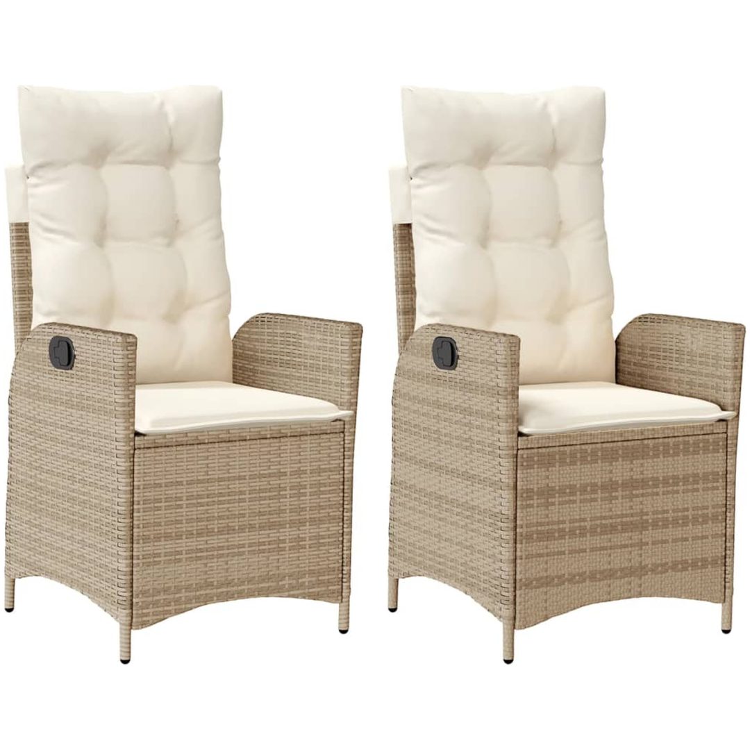 Justerbara trädgårdsstolar 2 st med dynor beige konstrotting vidaXL – bild 2