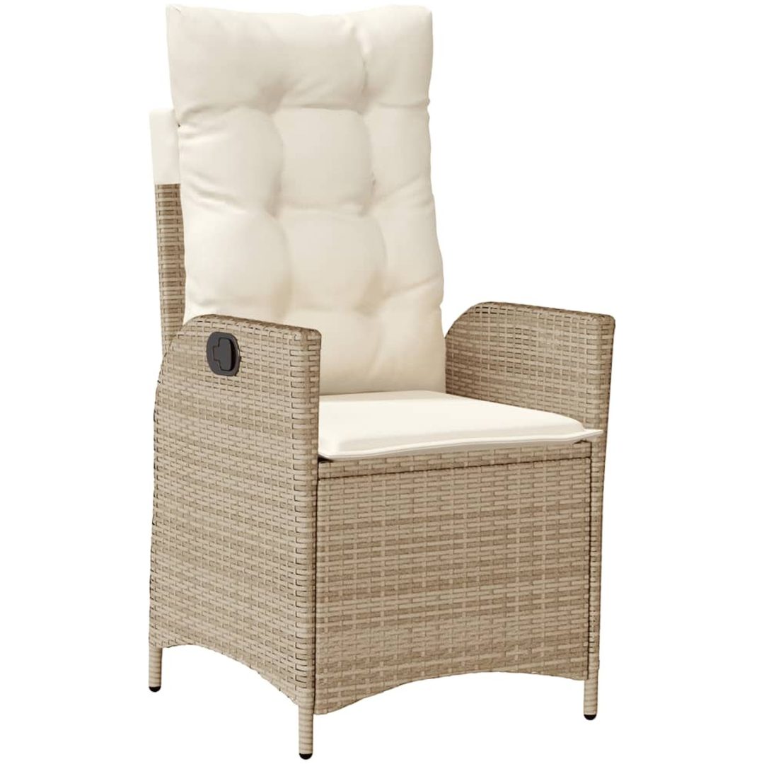 Justerbara trädgårdsstolar 2 st med dynor beige konstrotting vidaXL – bild 4