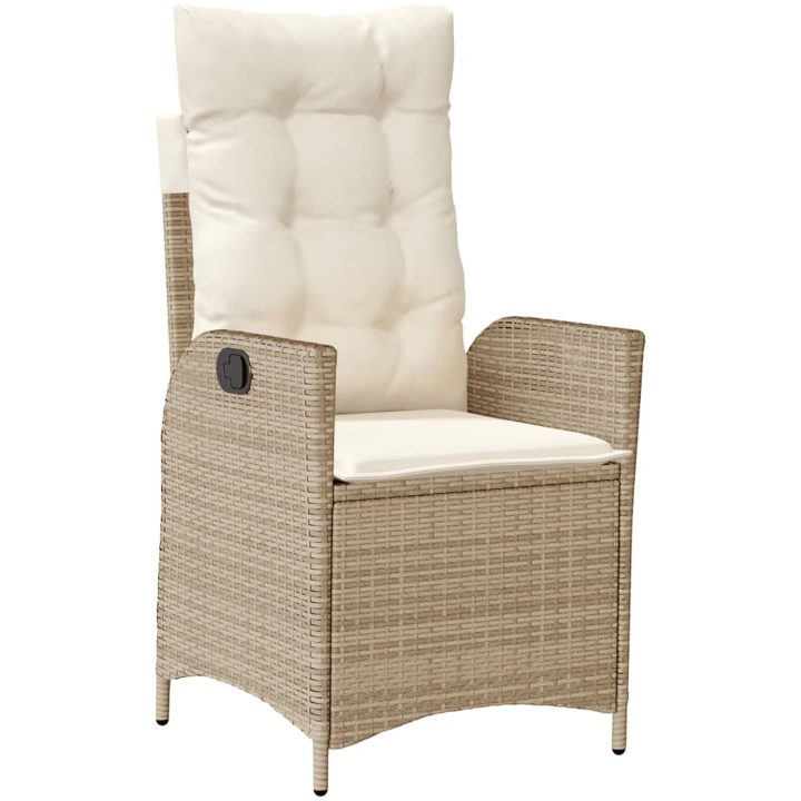 Justerbara trädgårdsstolar 2 st med dynor beige konstrotting vidaXL – bild 4