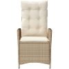 Justerbara trädgårdsstolar 2 st med dynor beige konstrotting vidaXL – miniatyr 5