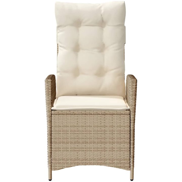 Justerbara trädgårdsstolar 2 st med dynor beige konstrotting vidaXL – bild 5