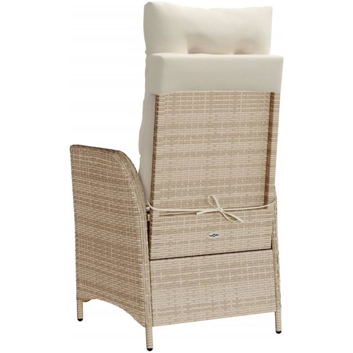 Justerbara trädgårdsstolar 2 st med dynor beige konstrotting vidaXL – bild 7