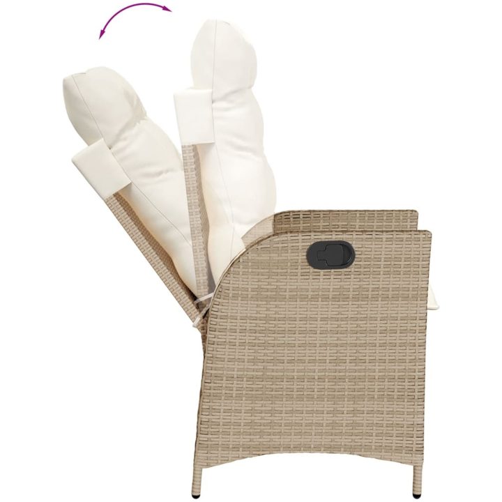 Justerbara trädgårdsstolar 2 st med dynor beige konstrotting vidaXL – bild 8