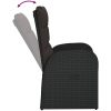 Justerbara trädgårdsstolar 2 st med dynor konstrotting svart vidaXL – miniatyr 6