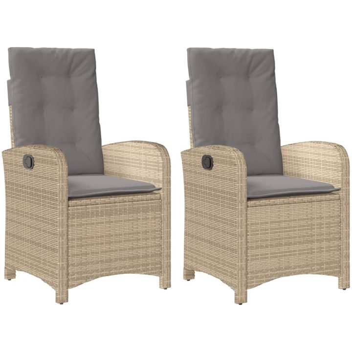 Justerbara trädgårdsstolar 2 st med dynor mixbeige konstrotting vidaXL – bild 2