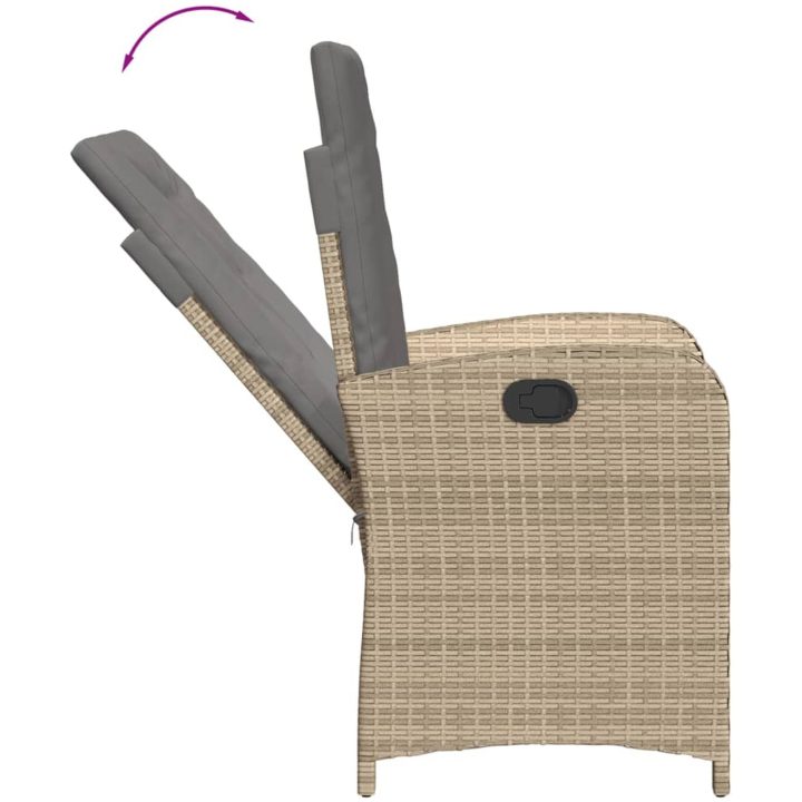 Justerbara trädgårdsstolar 2 st med dynor mixbeige konstrotting vidaXL – bild 8