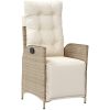 Justerbara trädgårdsstolar 2 st med fotstöd beige konstrotting vidaXL – miniatyr 4
