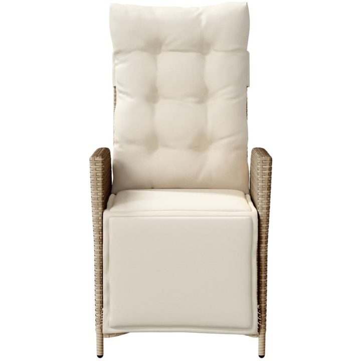 Justerbara trädgårdsstolar 2 st med fotstöd beige konstrotting vidaXL – bild 5