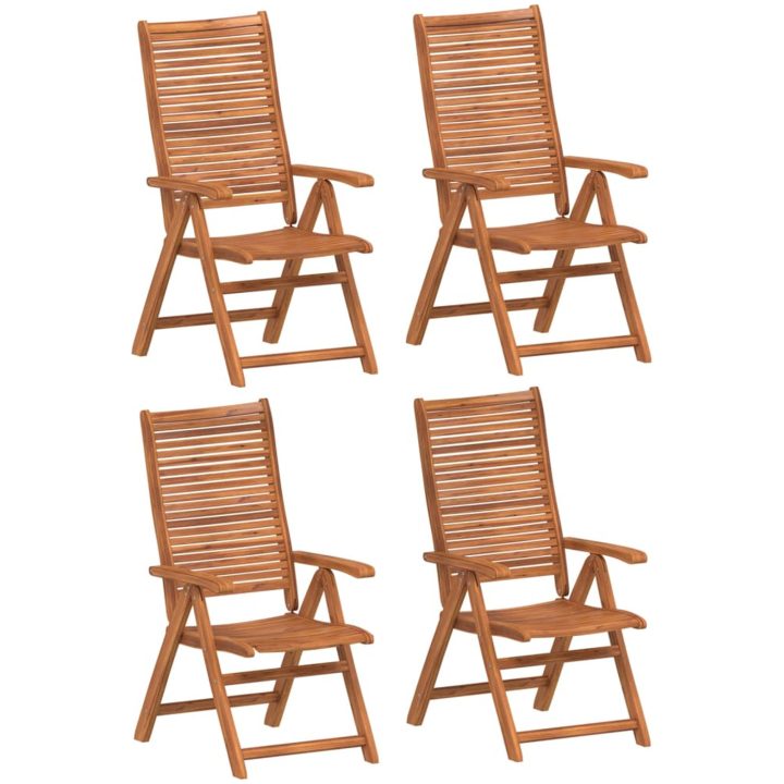 Justerbara trädgårdsstolar 4 st 56x72x107 cm massivt akaciaträ vidaXL – bild 2