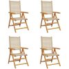 Justerbara trädgårdsstolar 4 st beige konstrotting/massivt trä vidaXL – miniatyr 2