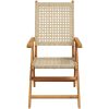 Justerbara trädgårdsstolar 4 st beige konstrotting/massivt trä vidaXL – miniatyr 4